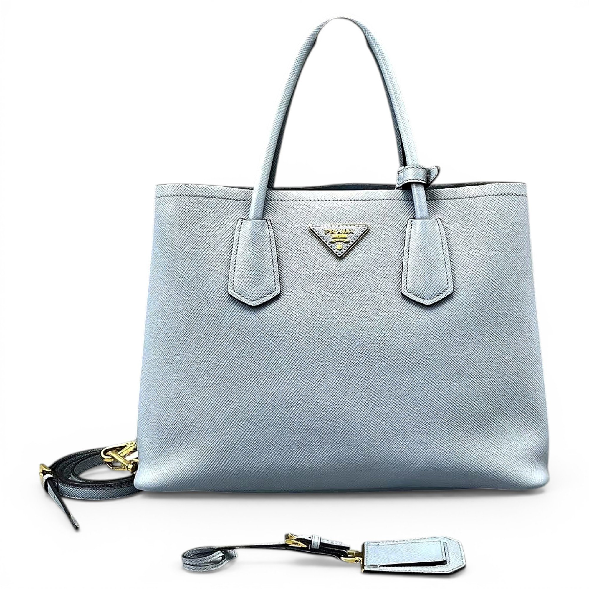 Double leather handbag