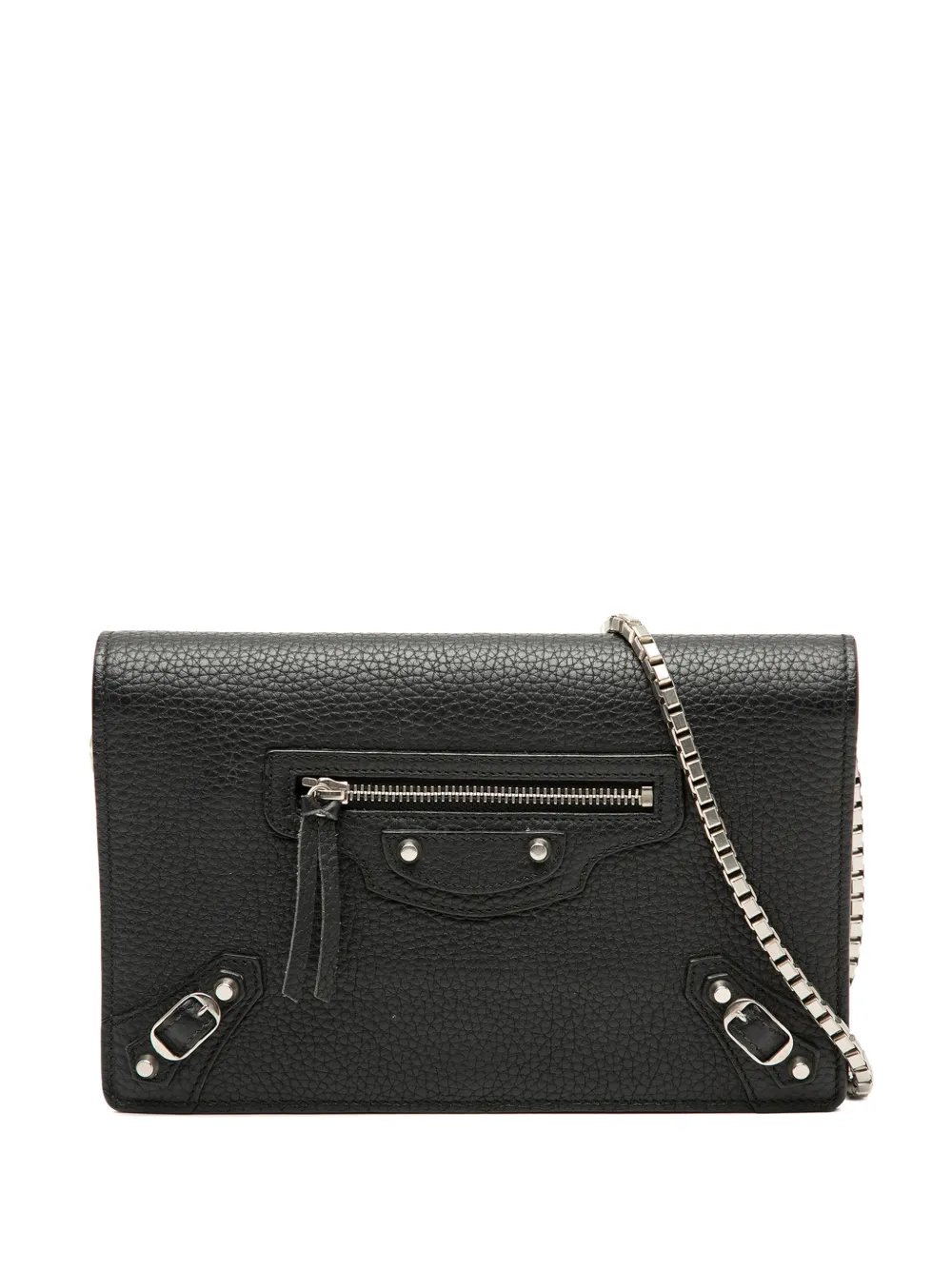 2024 Leather Metal Plate City Wallet on Chain crossbody bag