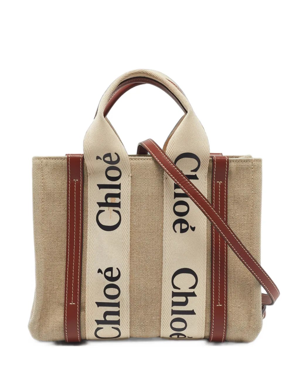 small Woody leather-trim tote bag
