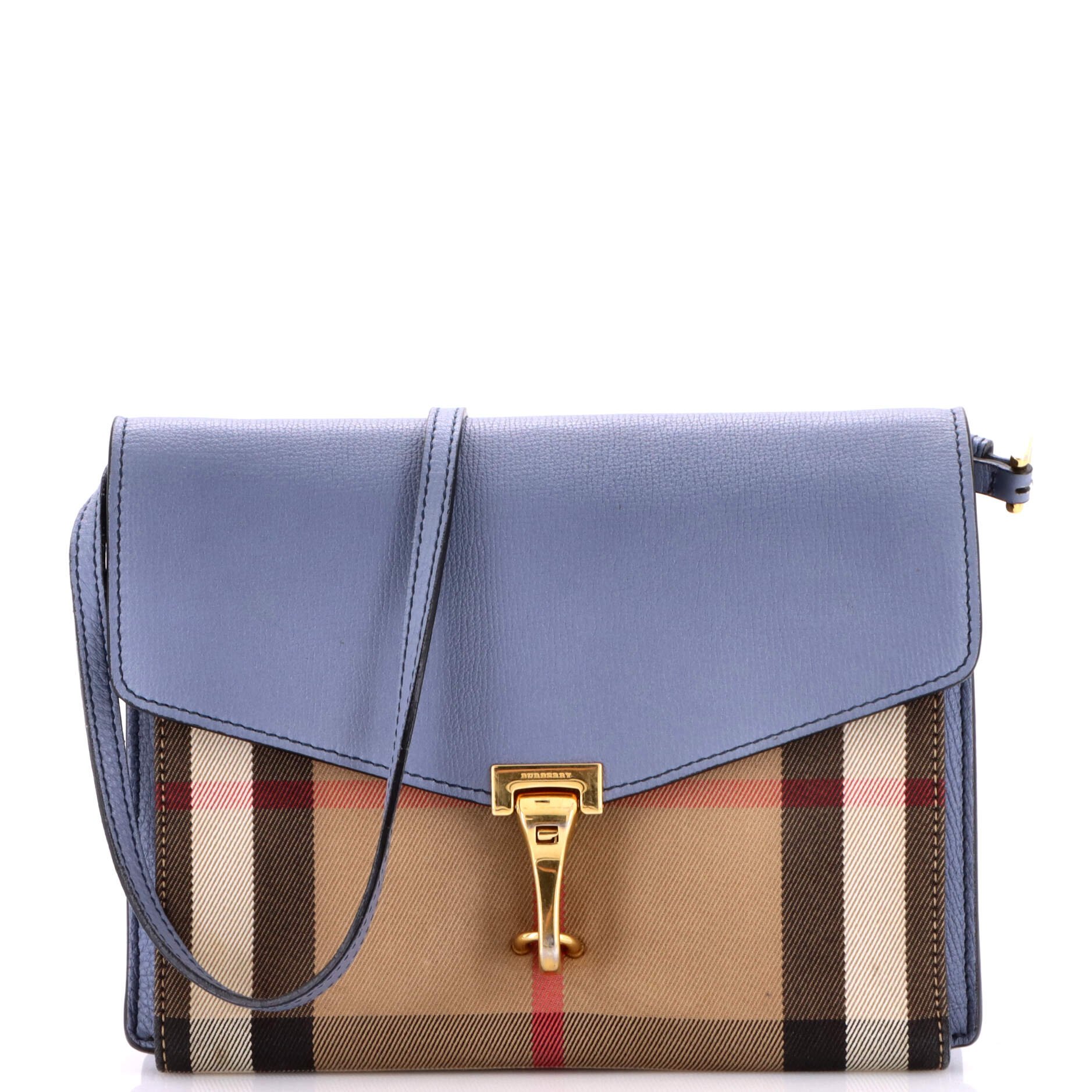 Macken Crossbody Bag Leather and House Check Canvas Small