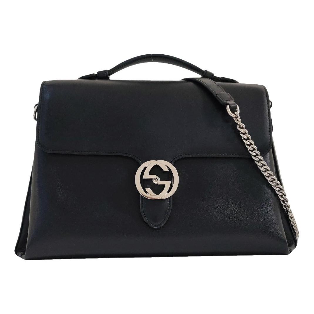 Interlocking leather handbag