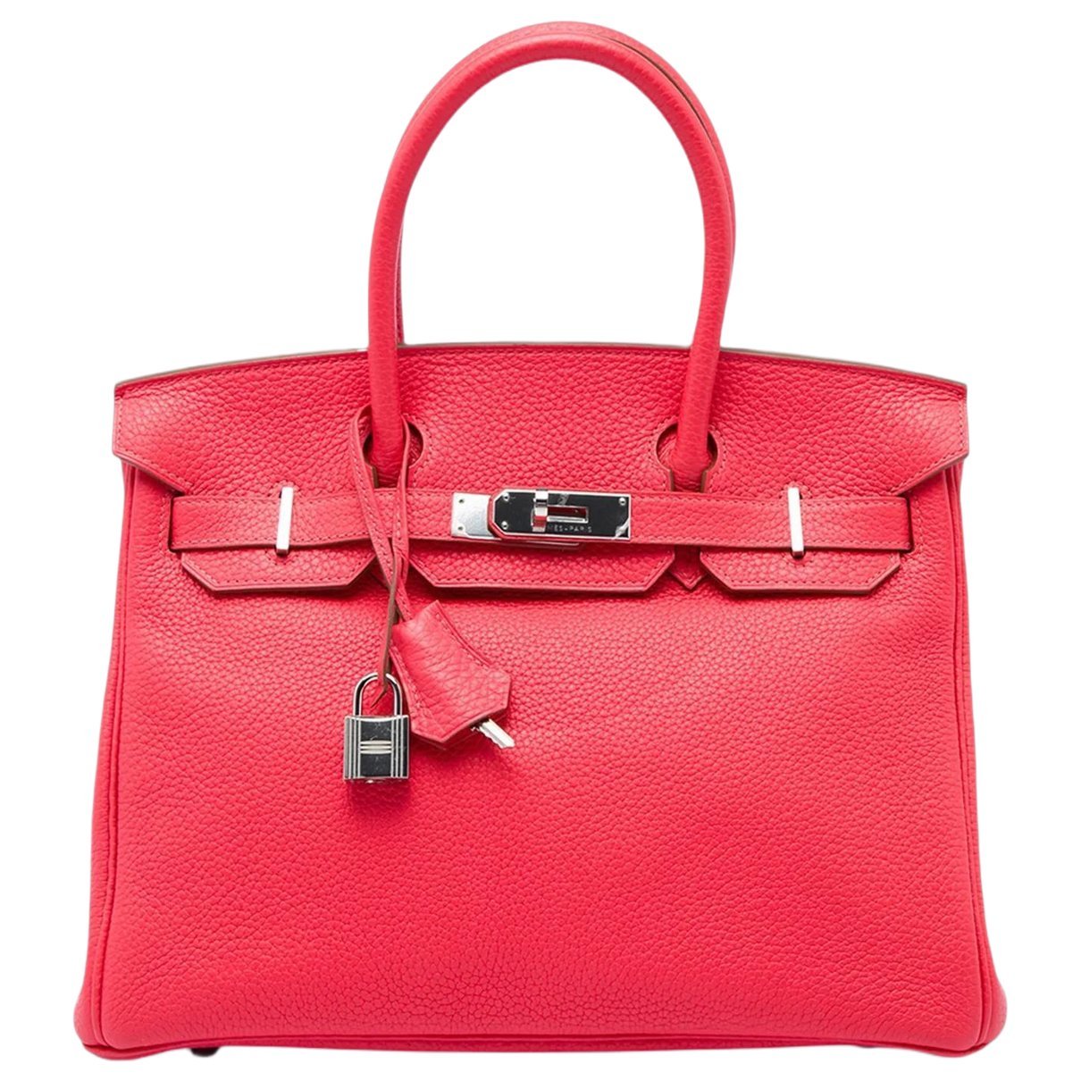 Hermes Birkin 30 Handbag Bougainvillea Clemence Leather
