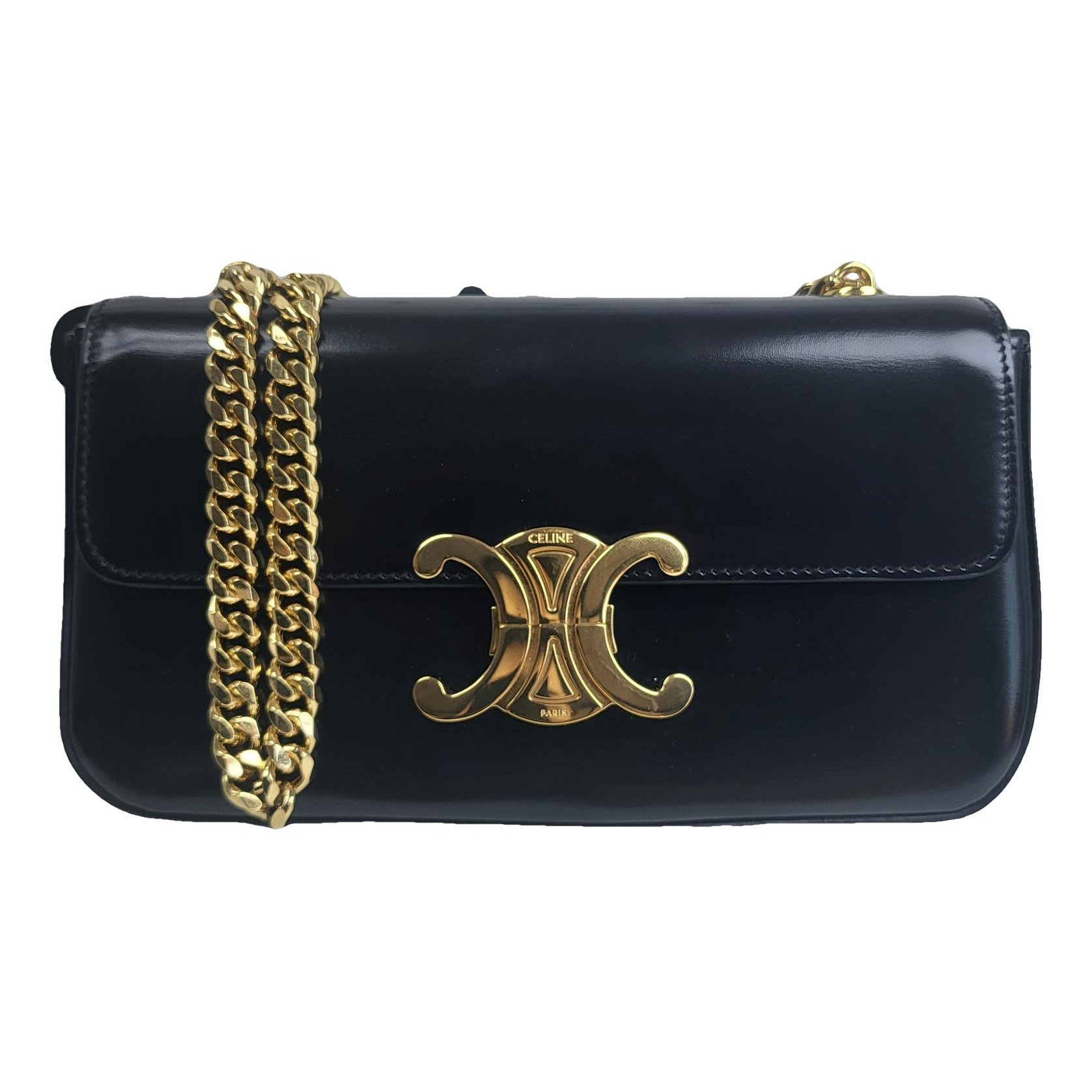 Triomphe chain leather handbag