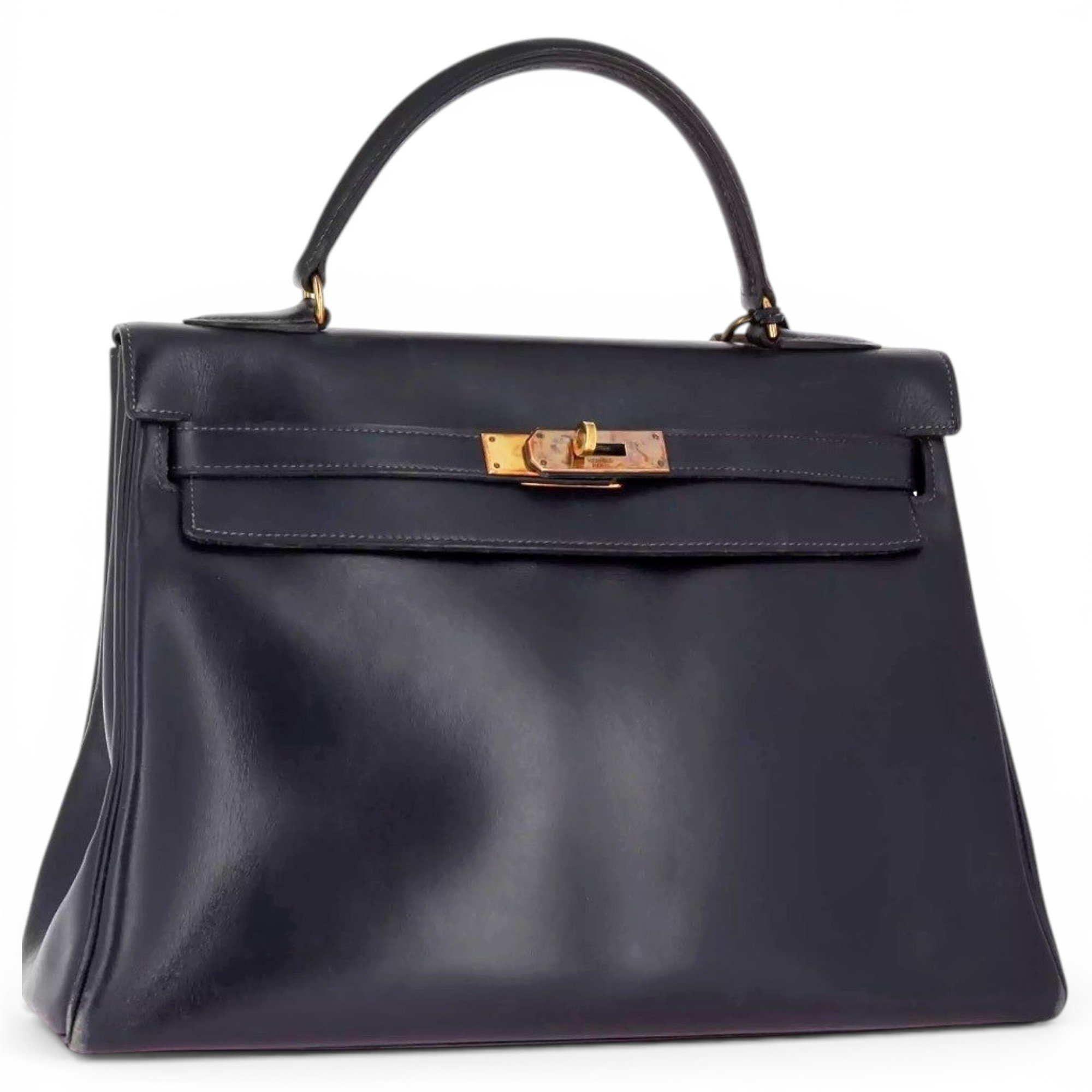 Hermes Kelly 32 Handbag Black Box Calf Leather