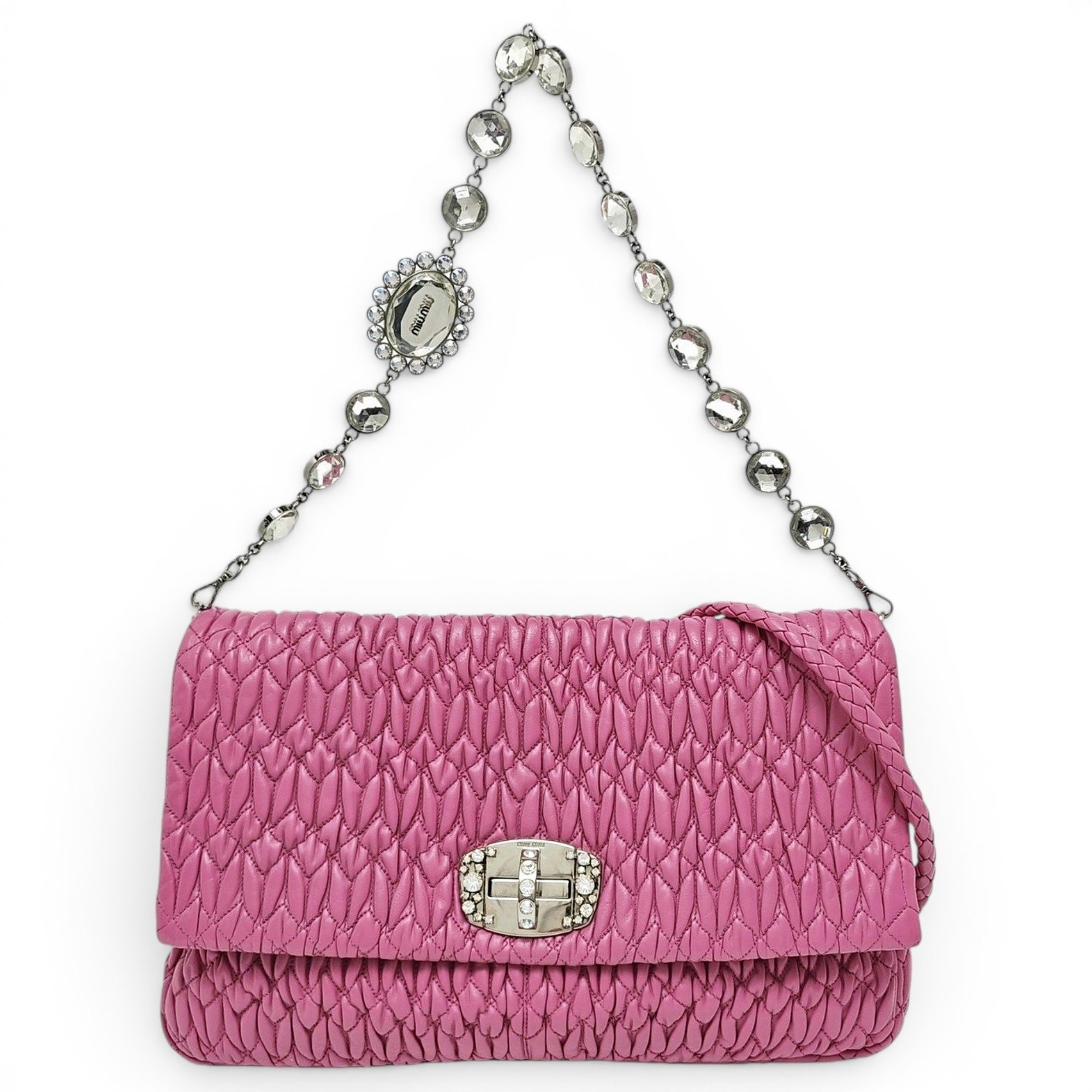 Miu Crystal leather handbag