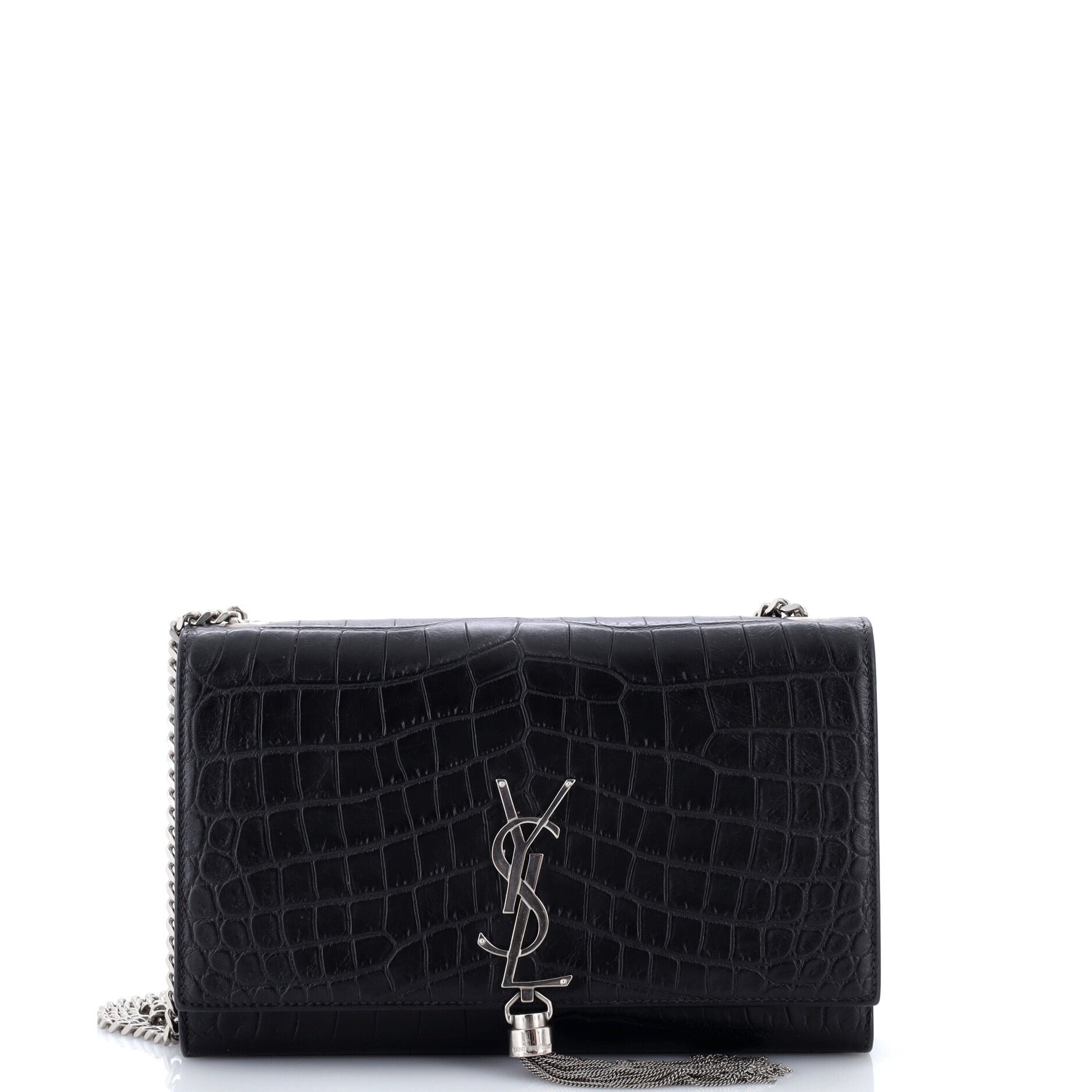 Classic Monogram Tassel Crossbody Bag Crocodile Embossed Leather Medium