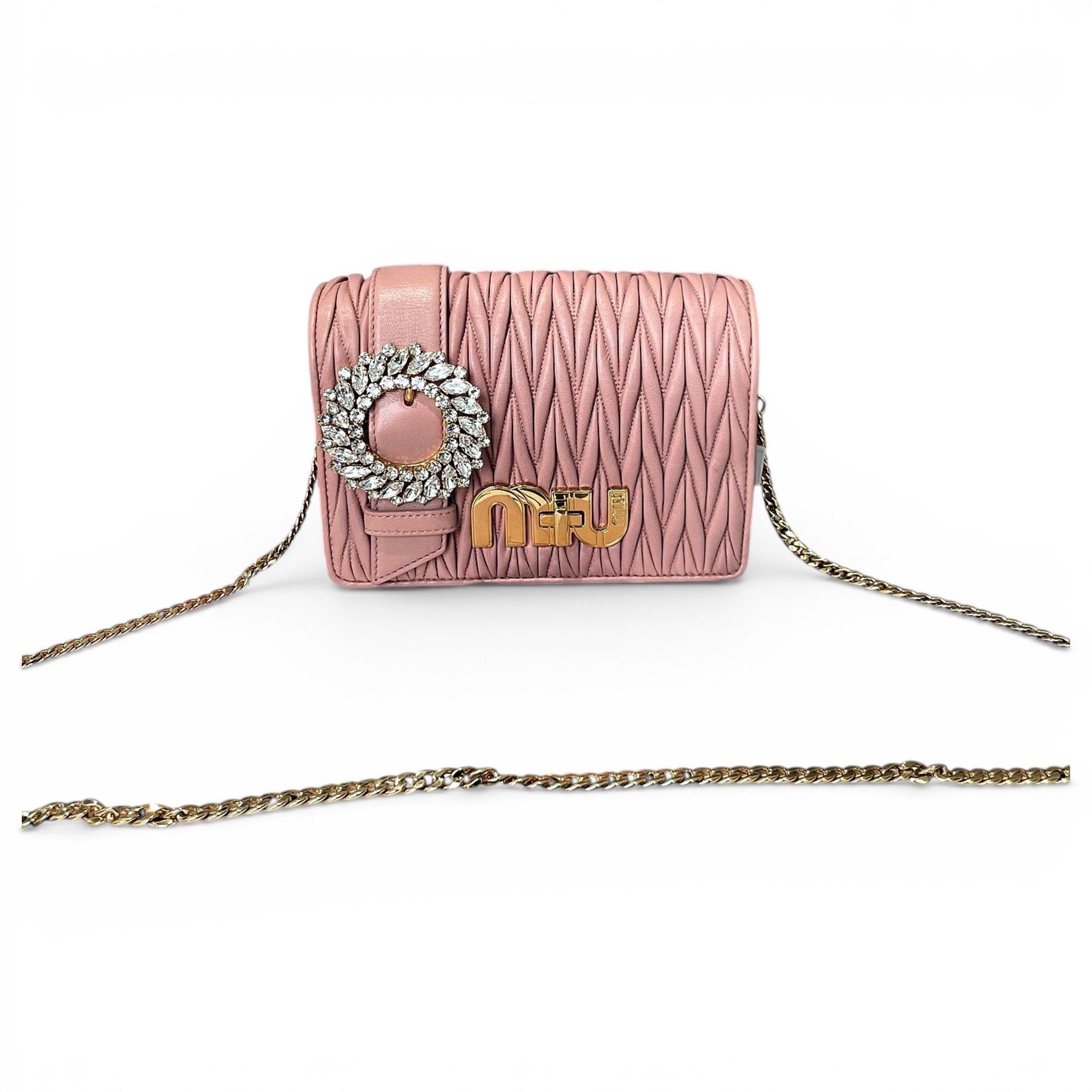 Miu Crystal leather handbag