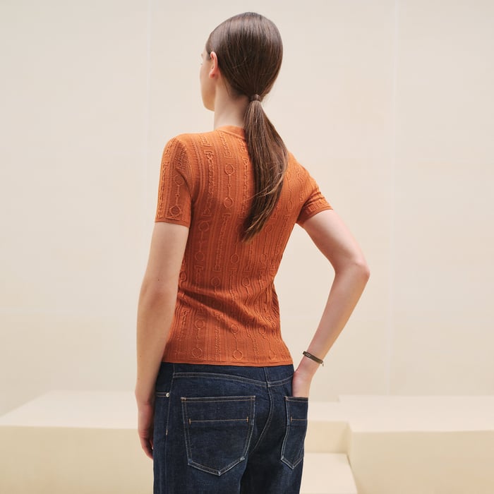 Orange Canyon "Effet Kaleidoscope" Short-sleeve Sweater