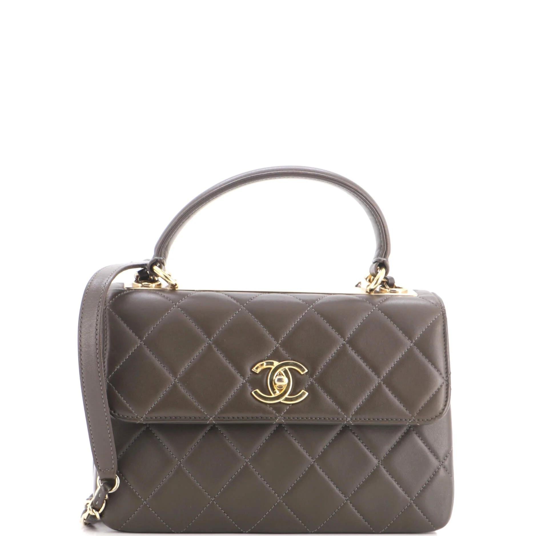 Trendy CC Top Handle leather handbag