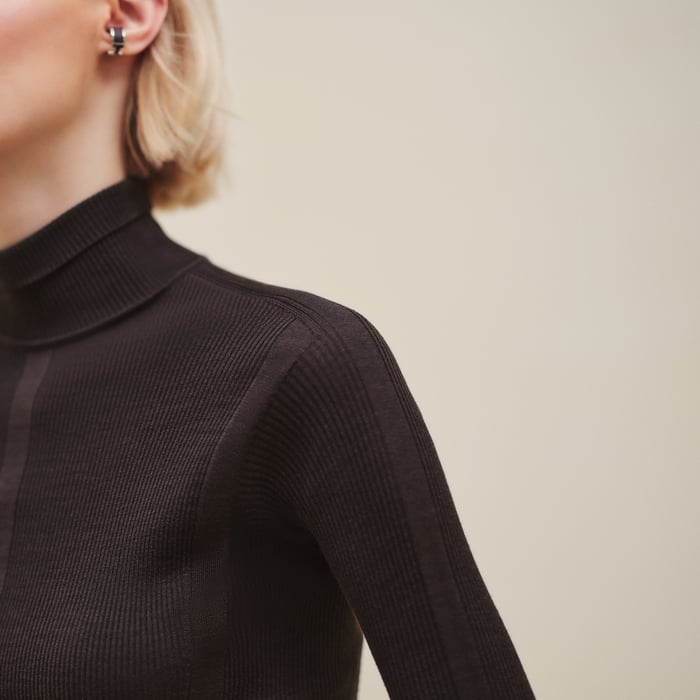 Marron Ébène Cashmere Long-sleeve Sweater
