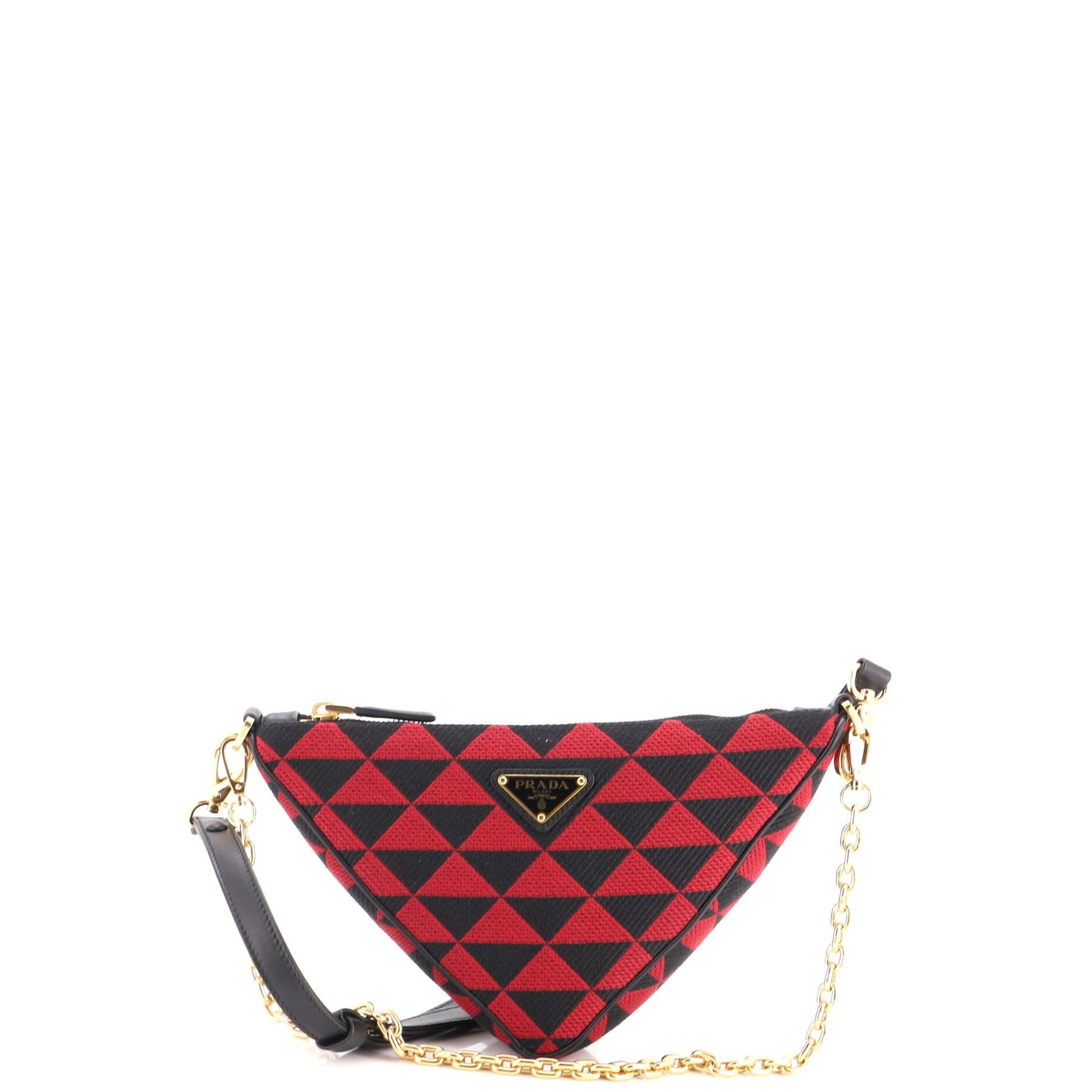 Symbole Triangle Bag Leather and Jacquard Mini