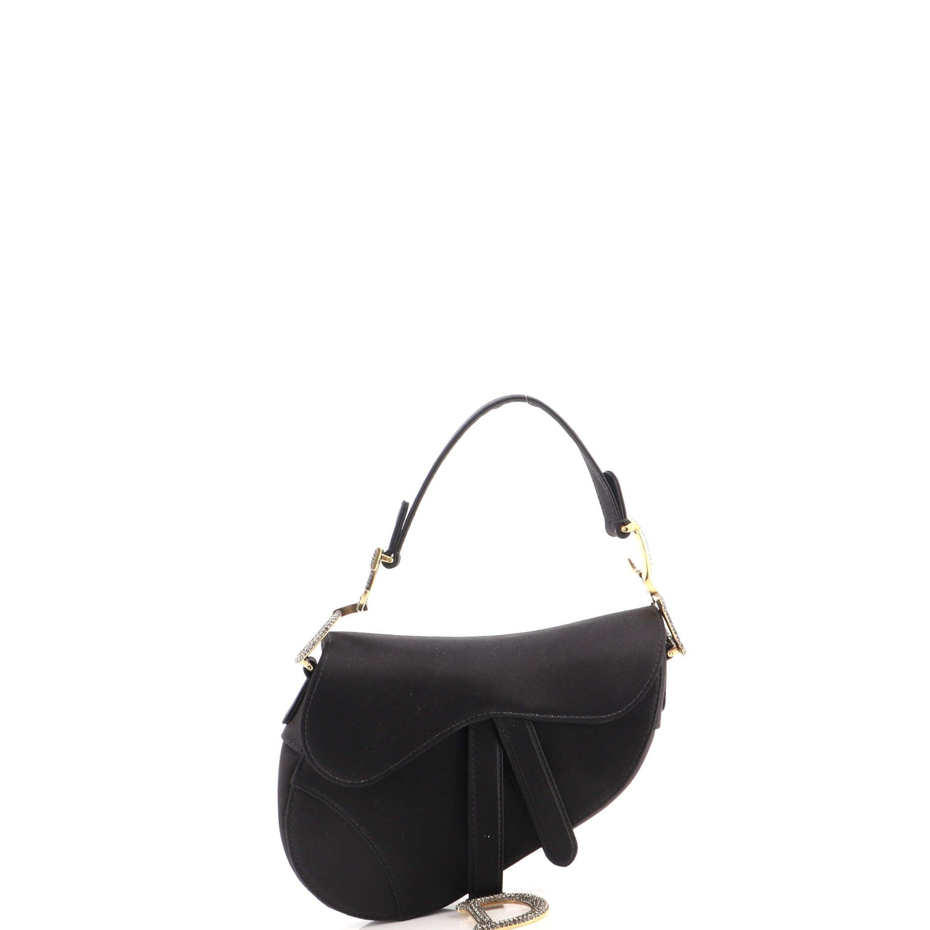 Saddle Handbag Satin with Crystals Mini