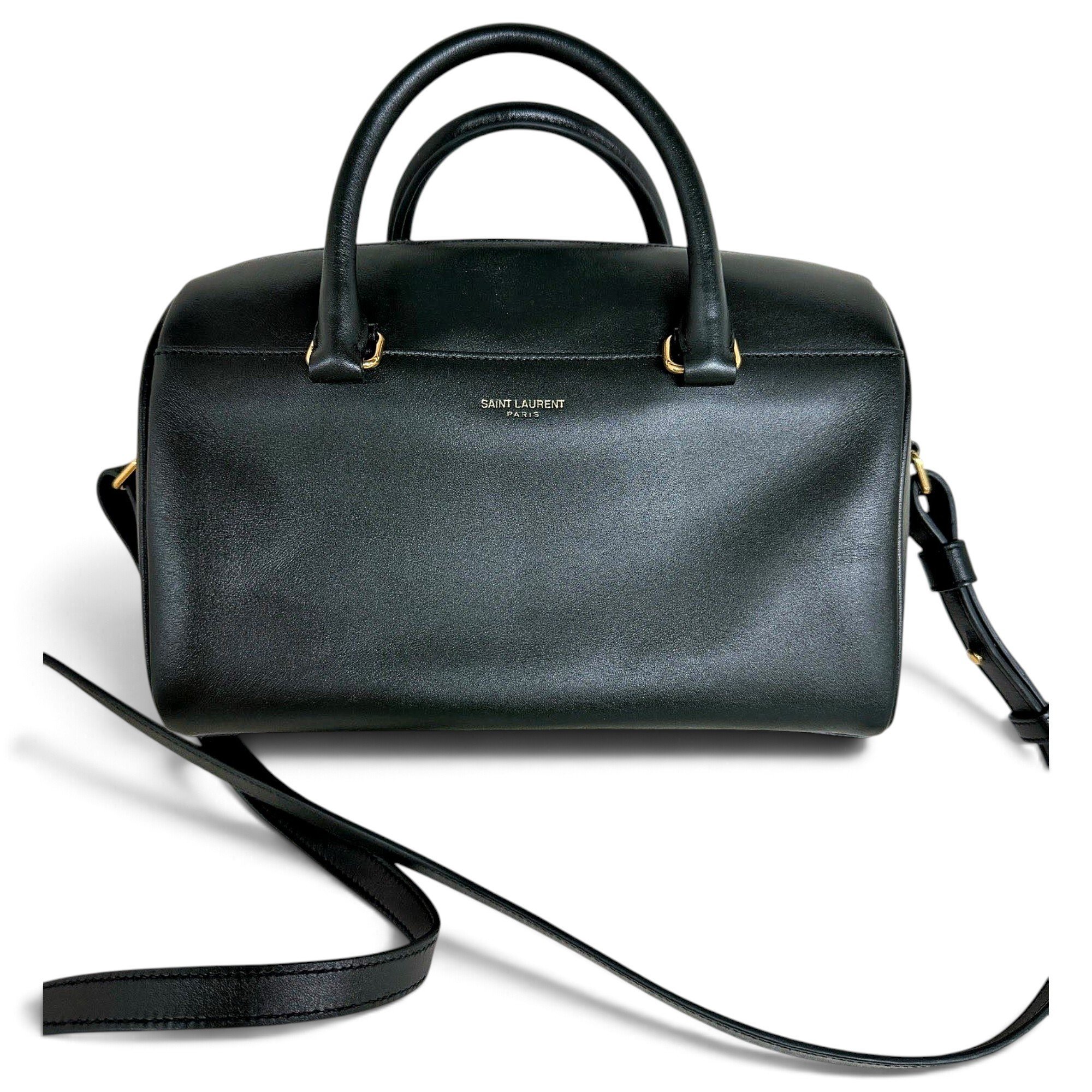 Duffle leather handbag