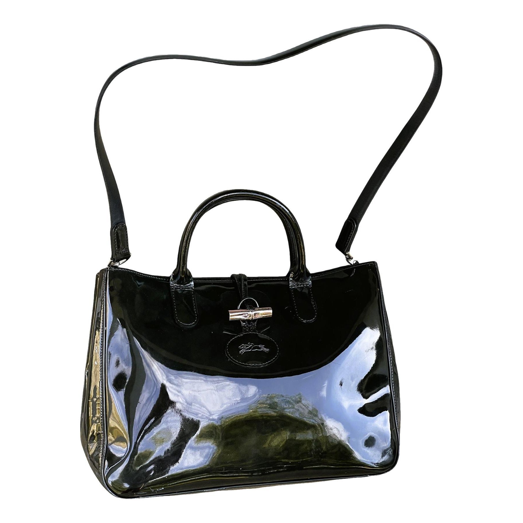 Longchamp Roseau patent leather handbag