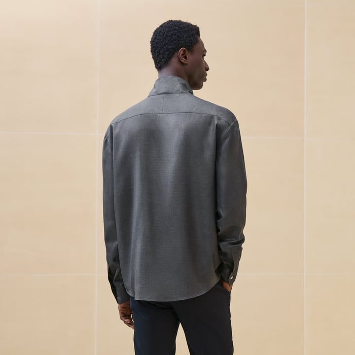 Anthracite Sporty Fit Shirt With Mock Neck Collar