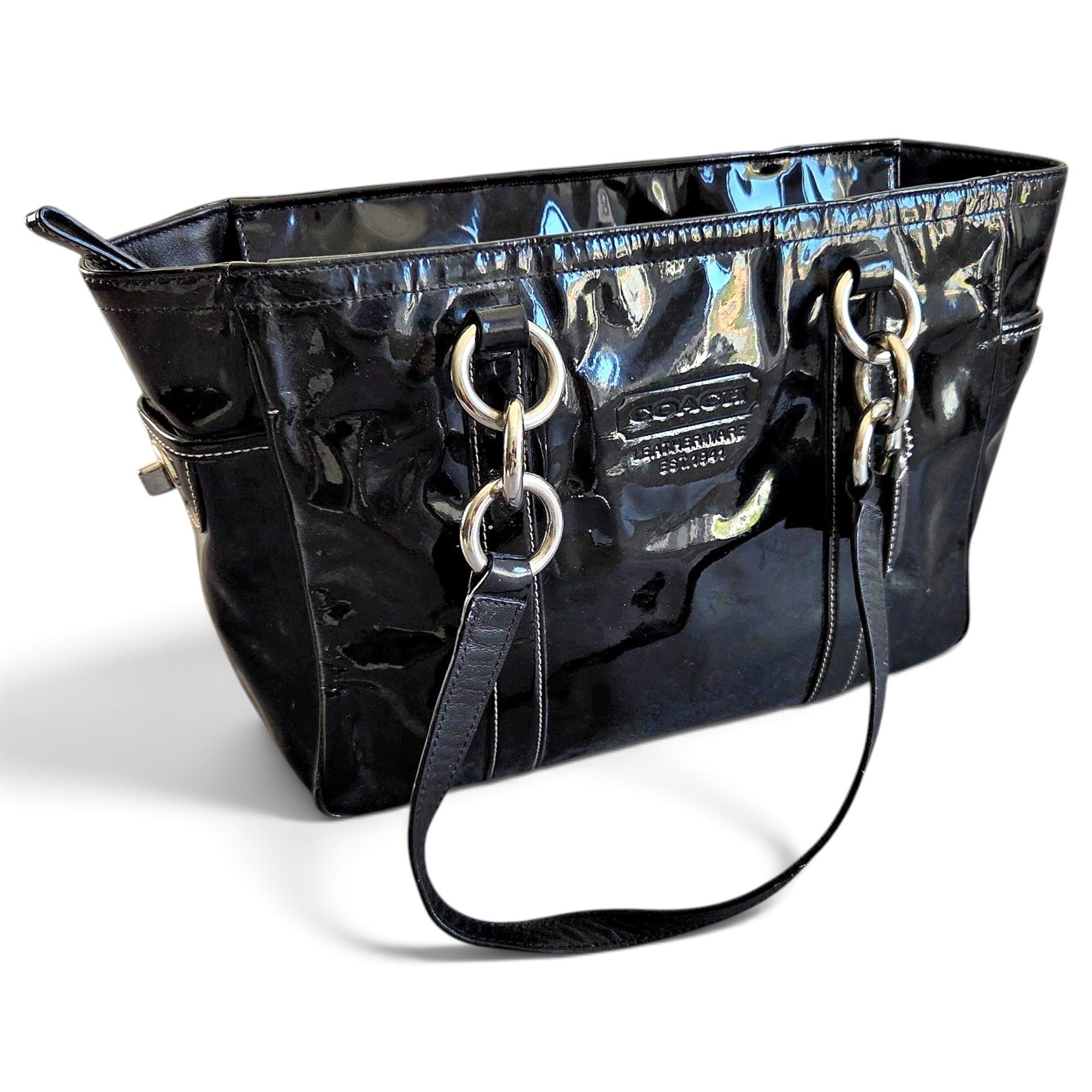 Crossgrain Taxi Tote patent leather tote