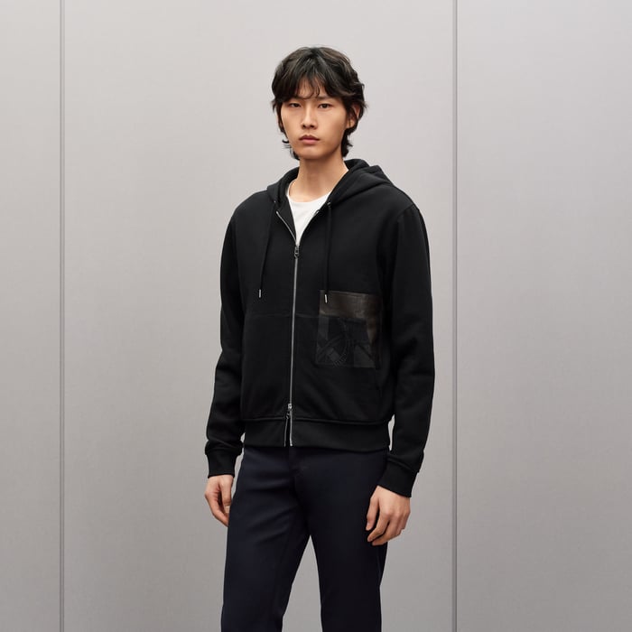 Noir "Eperon d'Or En Perspective" Zipped Hooded Sweater