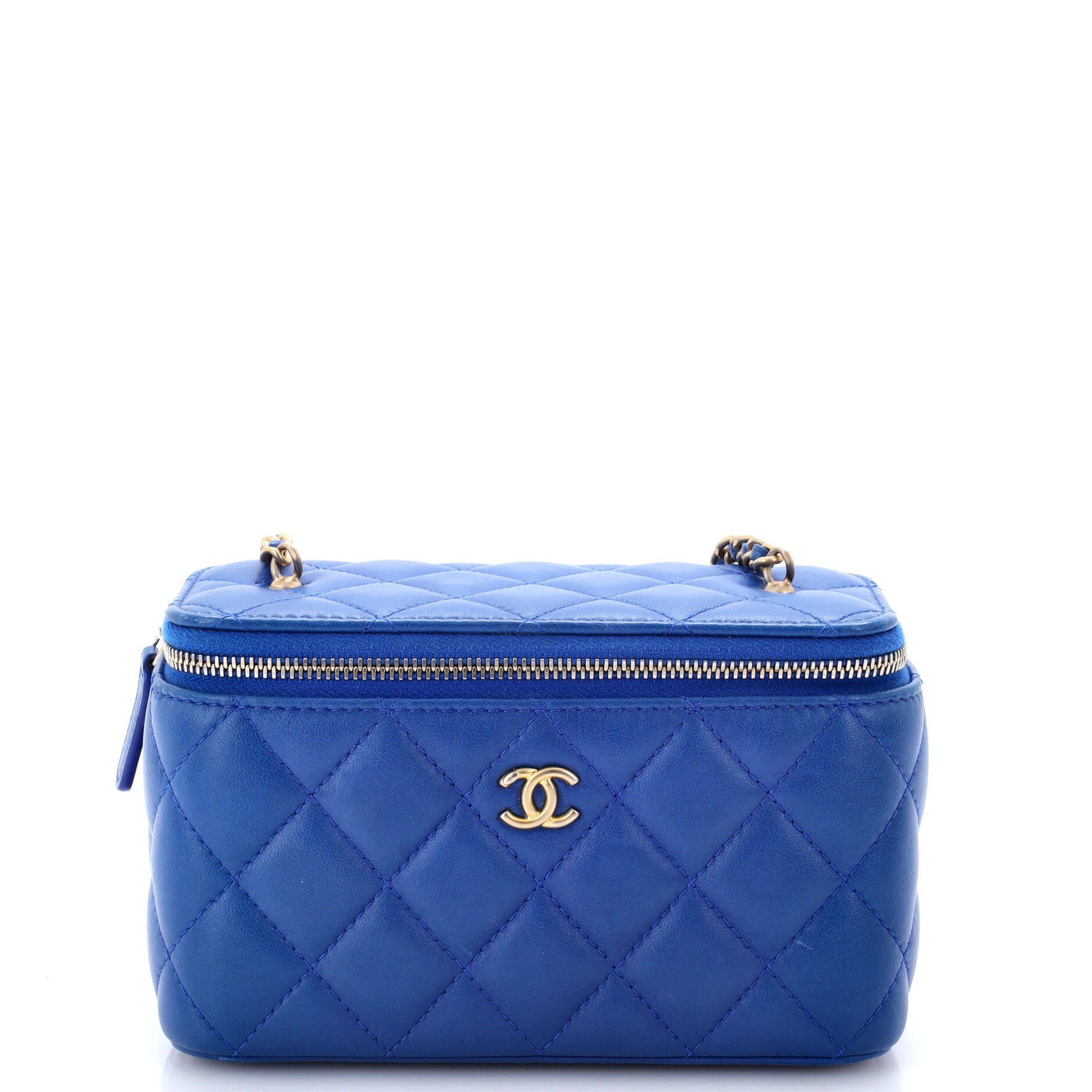 Classic Vanity Case with Chain Quilted Lambskin Small