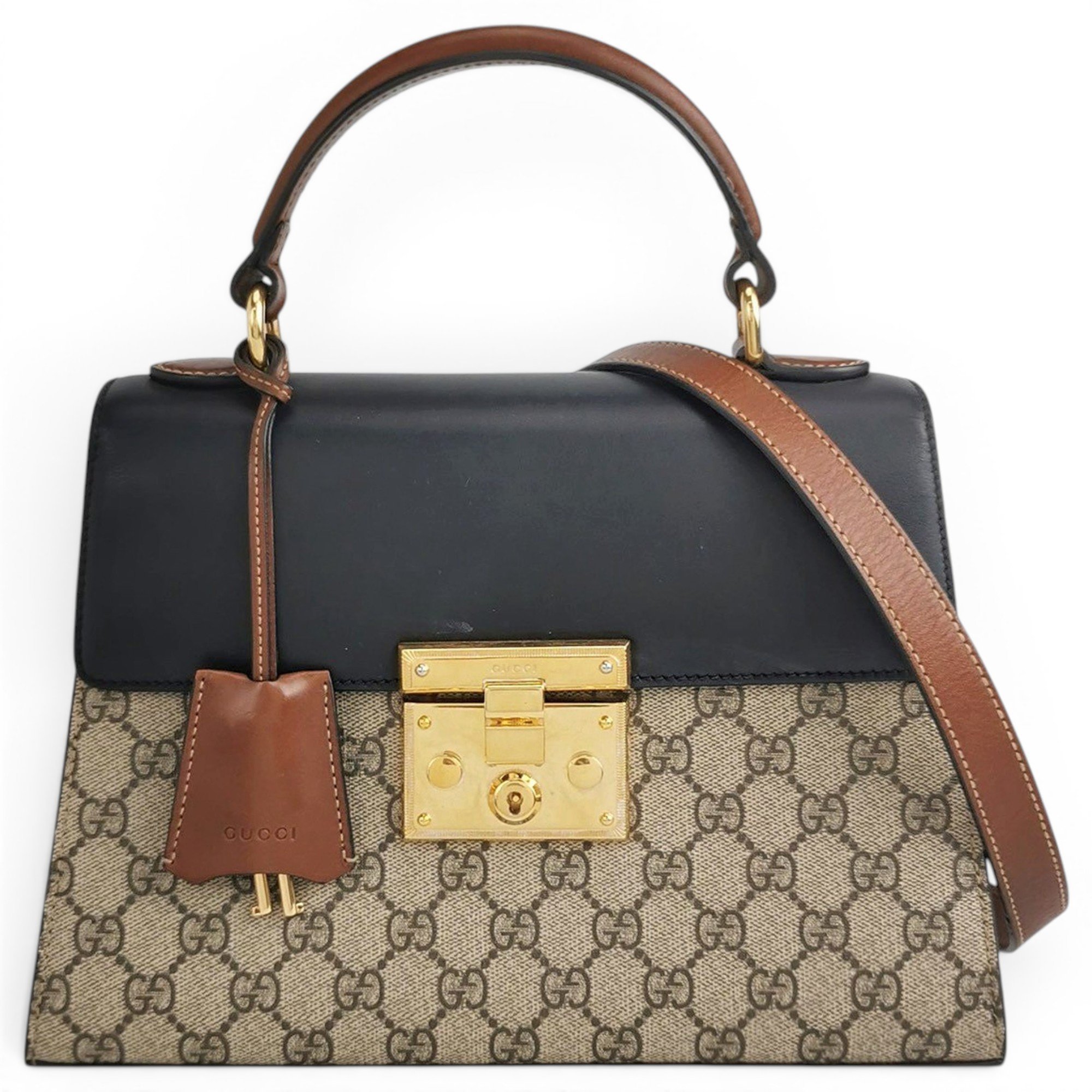 Padlock leather handbag