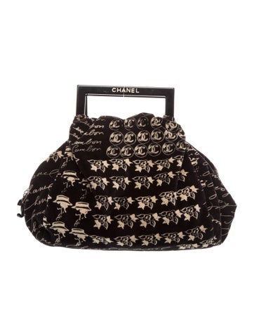 Velour Camellia Handle Bag