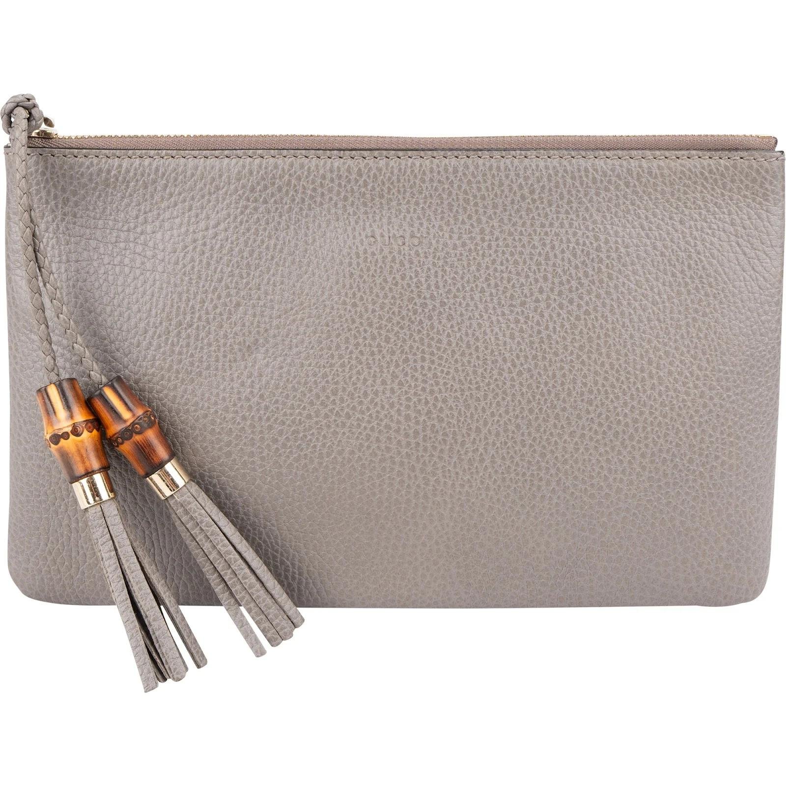 Bamboo leather clutch bag