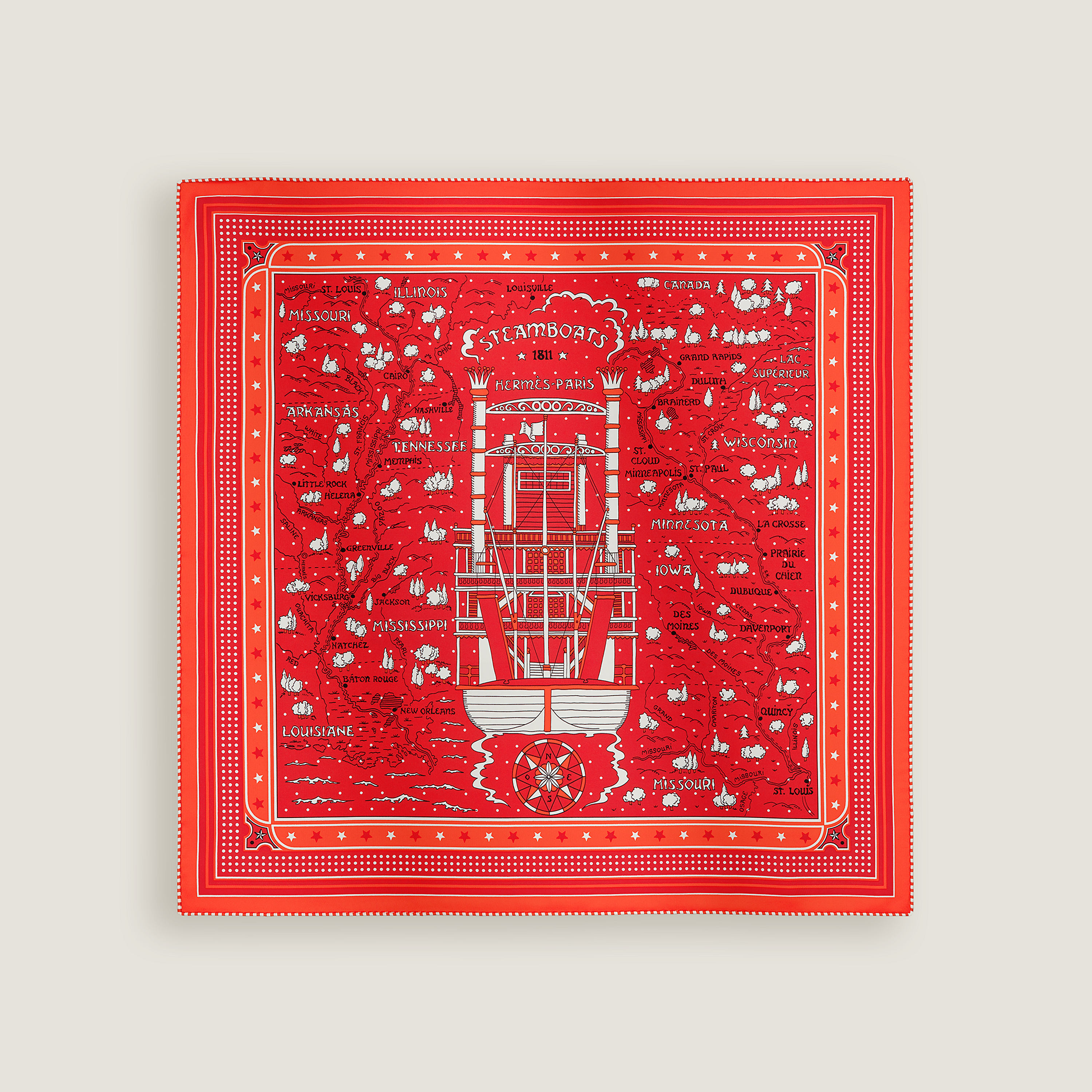 Hermès Grand Tralala bandana 55 Rouge/Noir/Blanc | BagUSeek