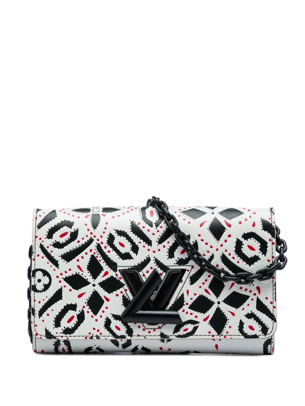 2015 Graphic Print Calfskin Twist Wallet on Chain crossbody bag