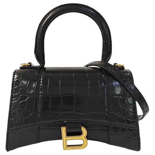 Hourglass leather handbag
