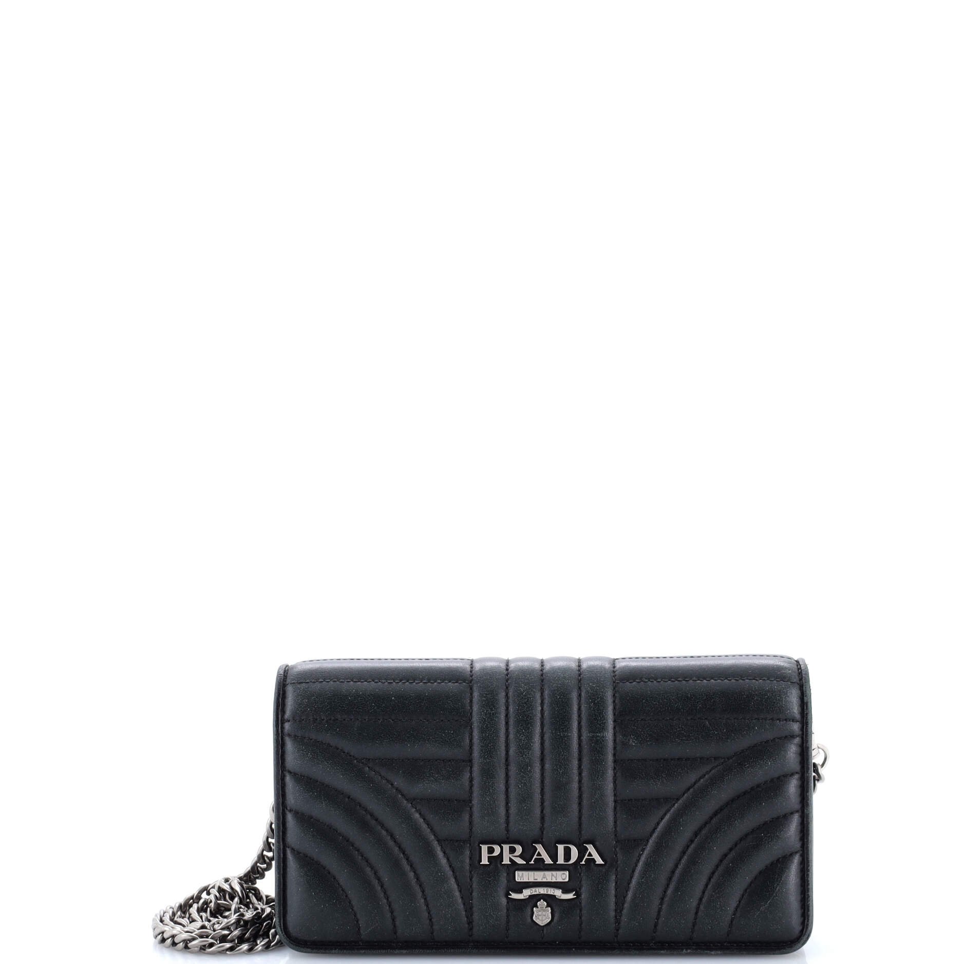 Prada Wallet on Chain Diagramme Quilted Leather Small