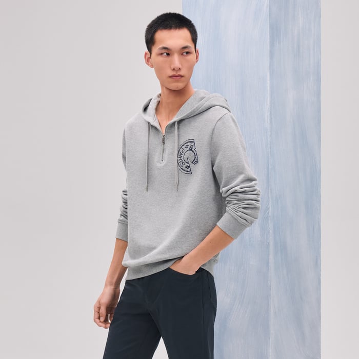 Gris Clair Hooded Sweater With Clou De Selle Detail
