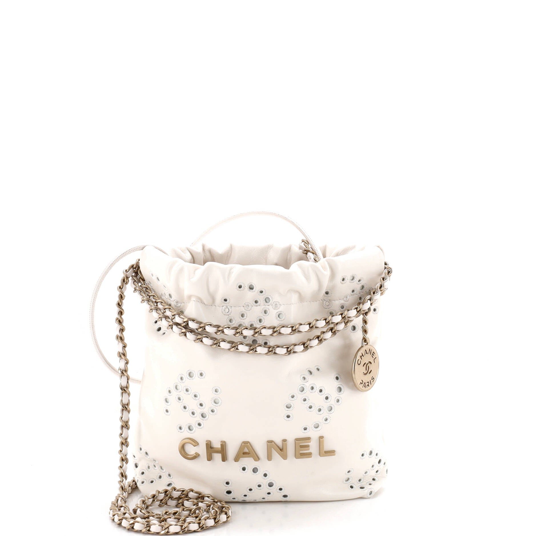 22 Chain Hobo CC Eyelet Embroidered Calfskin Mini