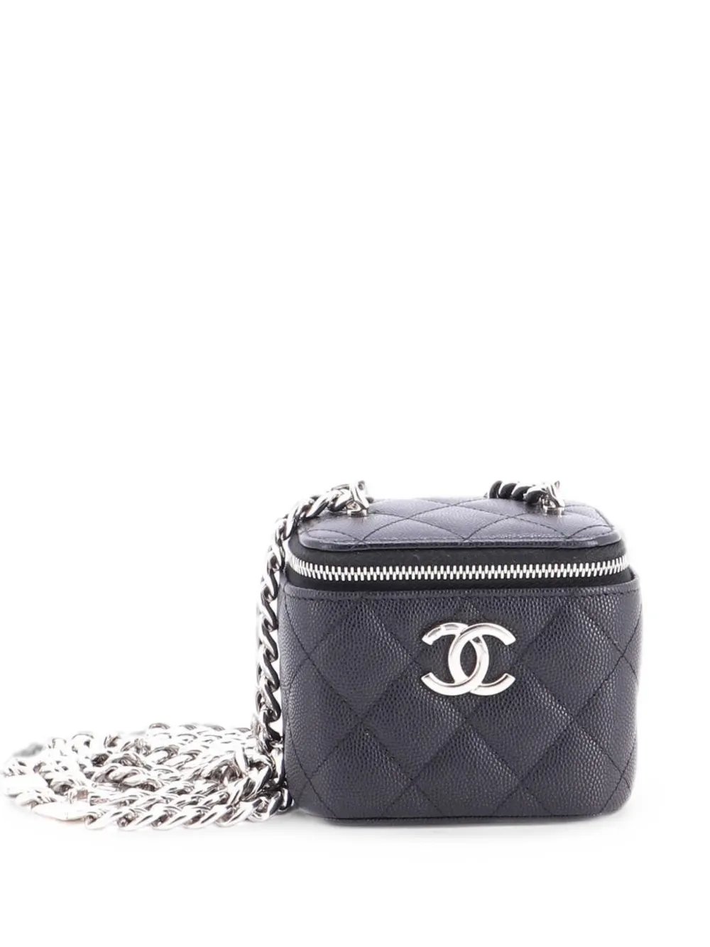 Coco Enamel Strap Vanity Case with Chain Quilted Caviar Mini crossbody bag