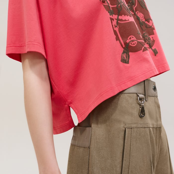 Rose Vermillon "Les Clefs" Cropped T-shirt