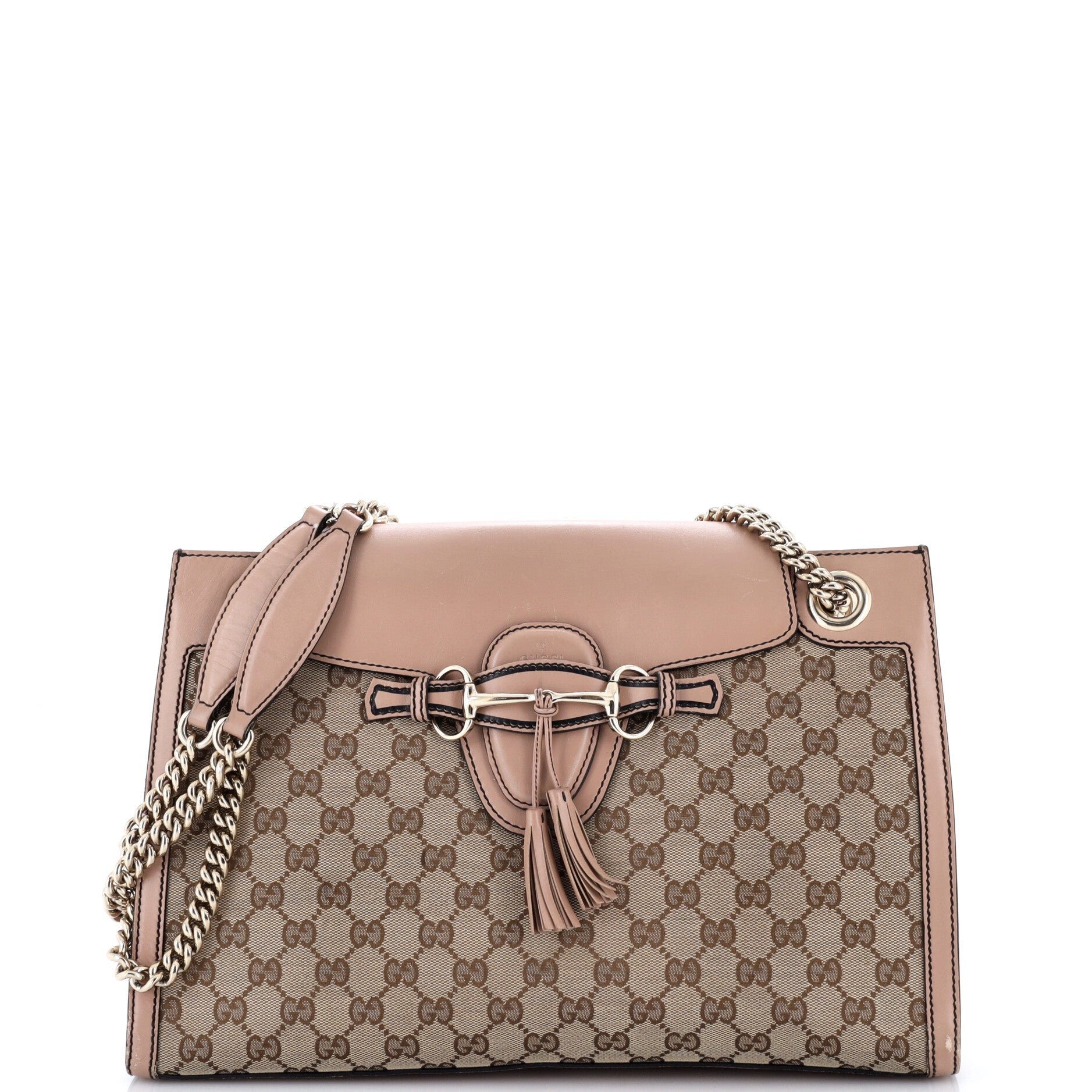 Emily Chain Flap Shoulder Bag GG Canvas and Leather Large