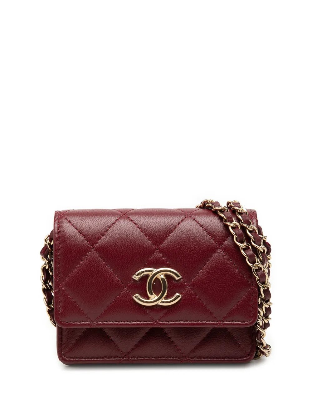 2021-2026 CC Quilted Lambskin Card Holder On Chain crossbody bag