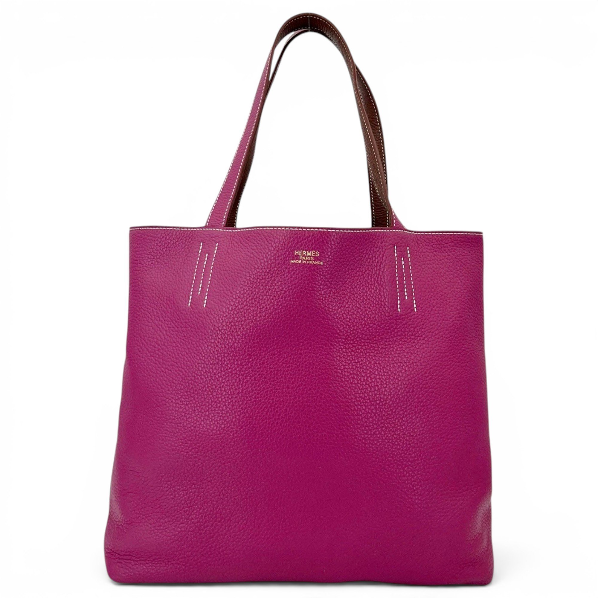 Double sens leather handbag