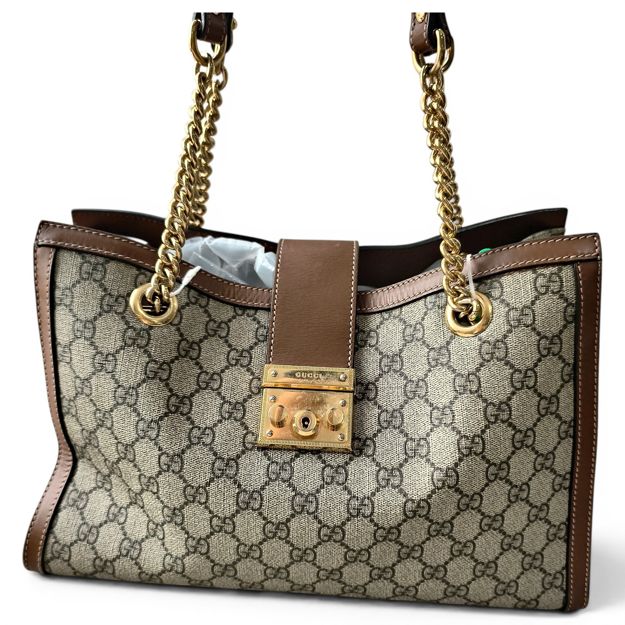 Padlock leather handbag