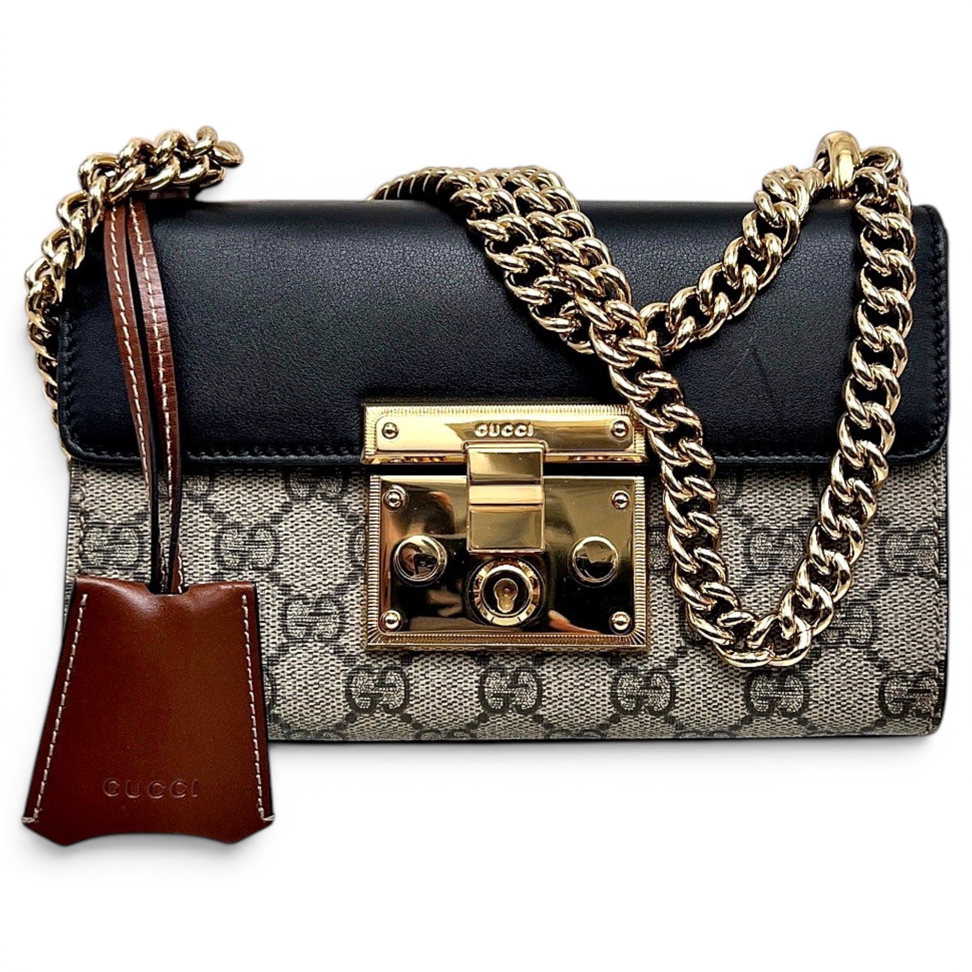Padlock leather handbag