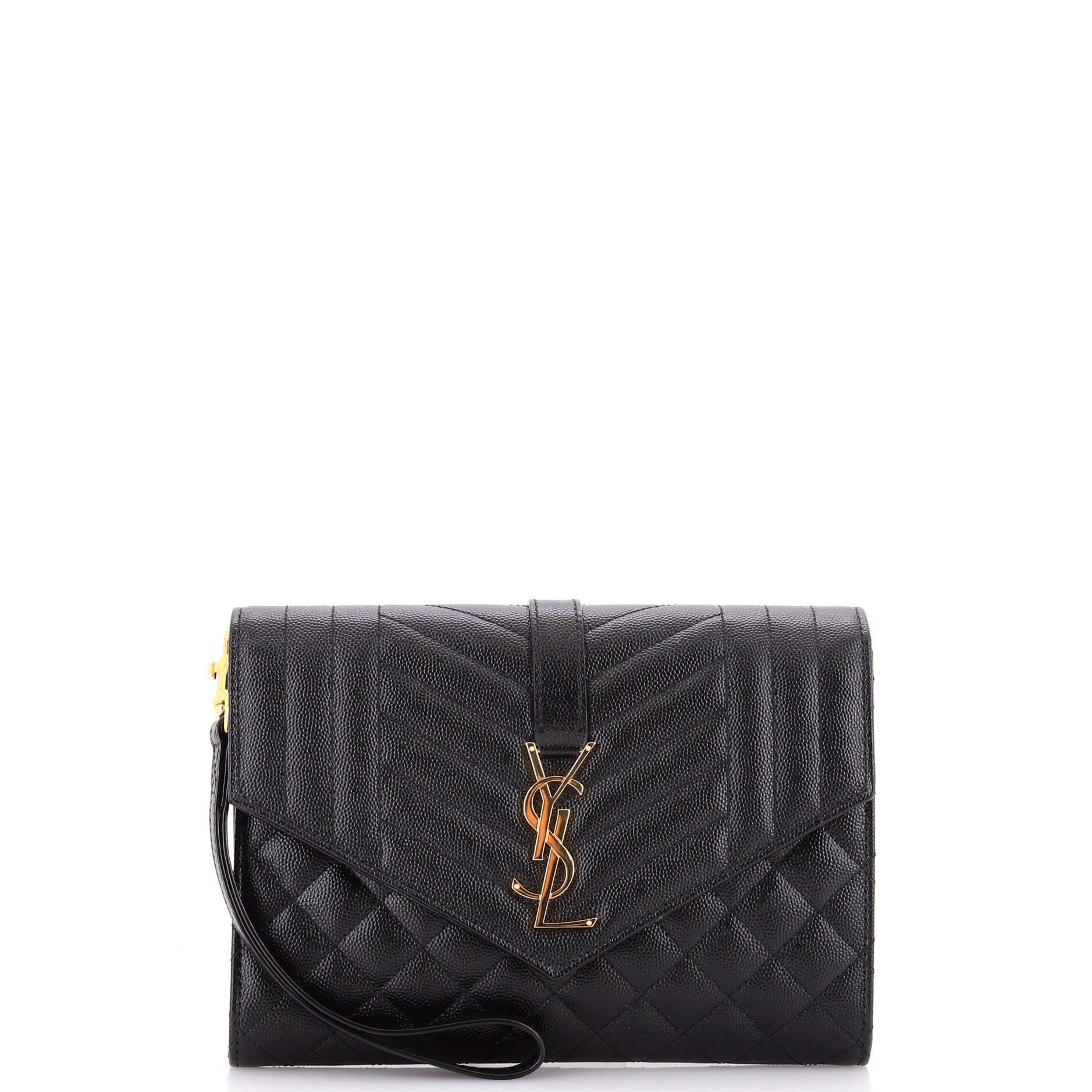 Classic Monogram Envelope Wristlet Clutch Mixed Matelasse Leather