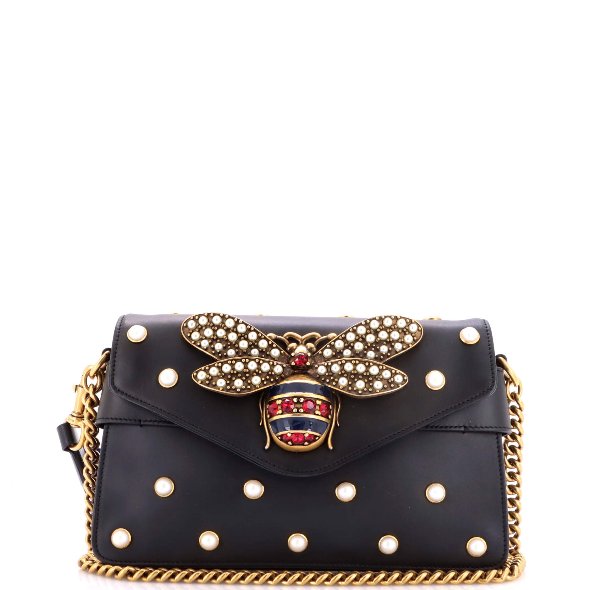 Broadway Pearly Bee Shoulder Bag Embellished Leather Mini
