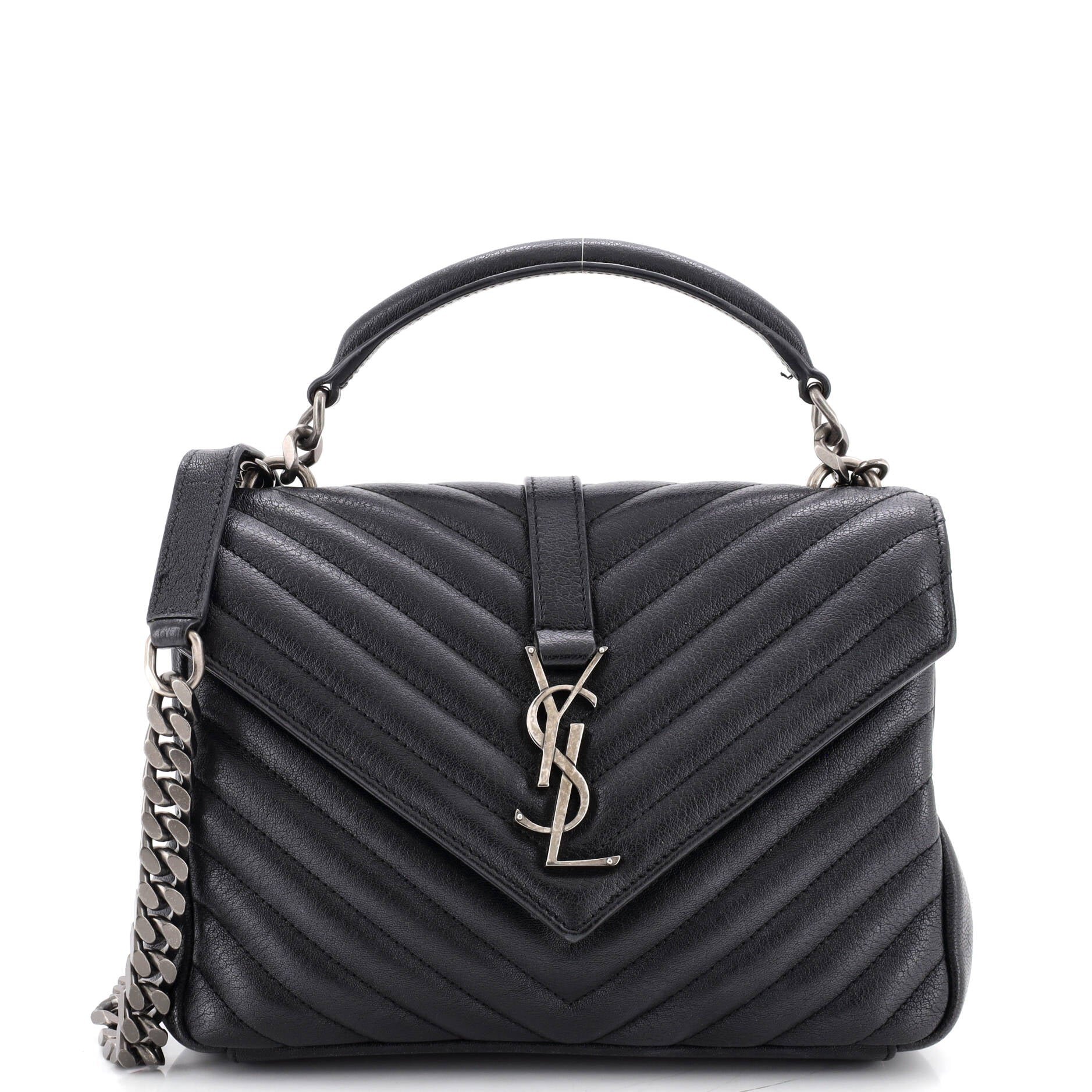 Classic Monogram College Bag Matelasse Chevron Leather Medium