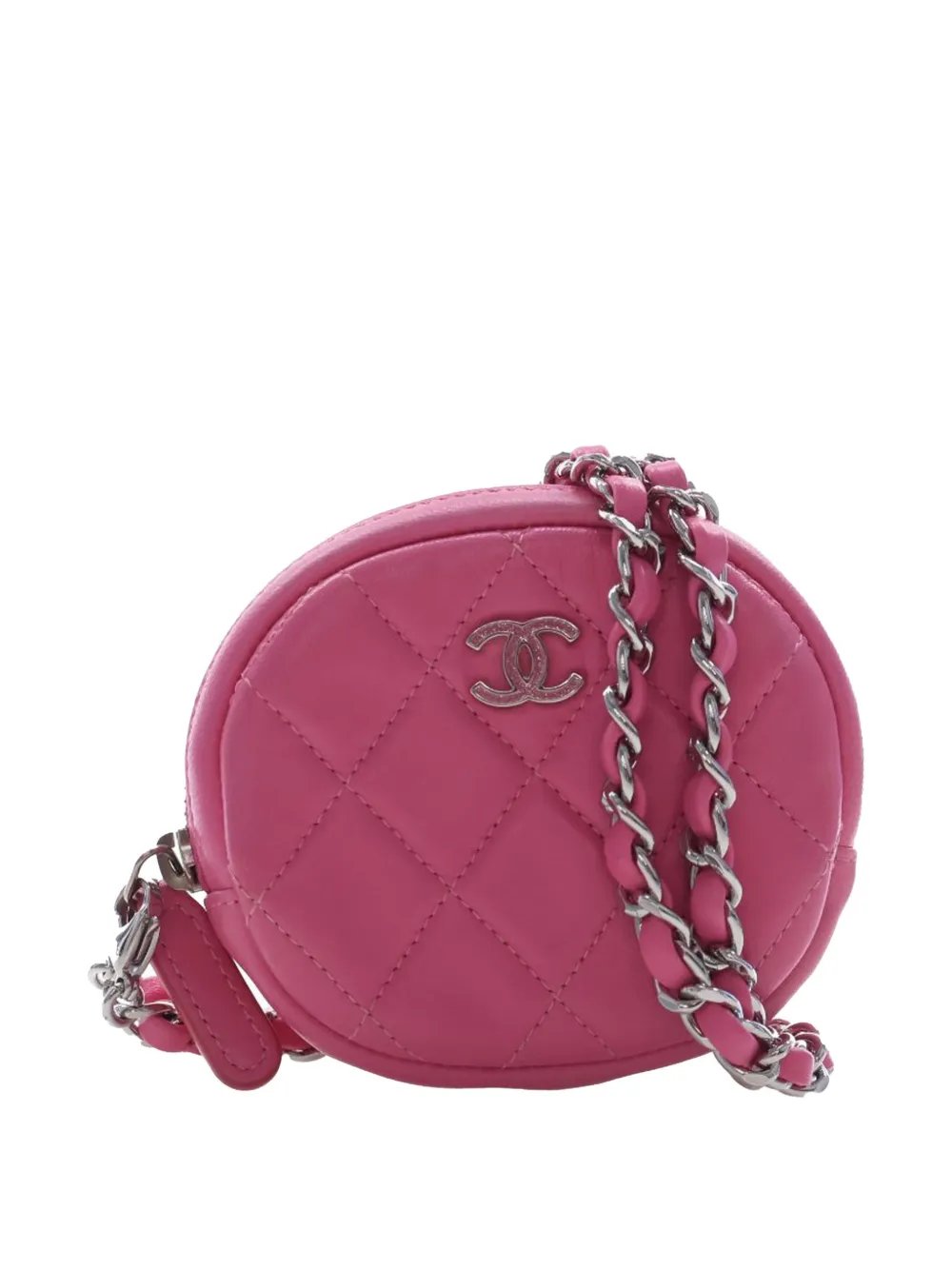 2019 CC Quilted Lambskin Zip Around Coin Pouch with Chain crossbody bag