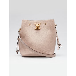 Louis Vuitton Louis Vuitton Greige Leather Nano Lockme Bucket Bag