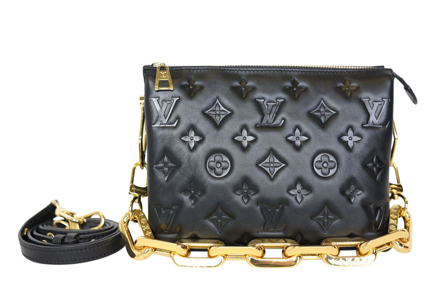 Louis Vuitton Louis Vuitton Coussin BB, Black Monogram-Embossed Puffy Lambskin with Gold Hardware, Preowned in Box WA001