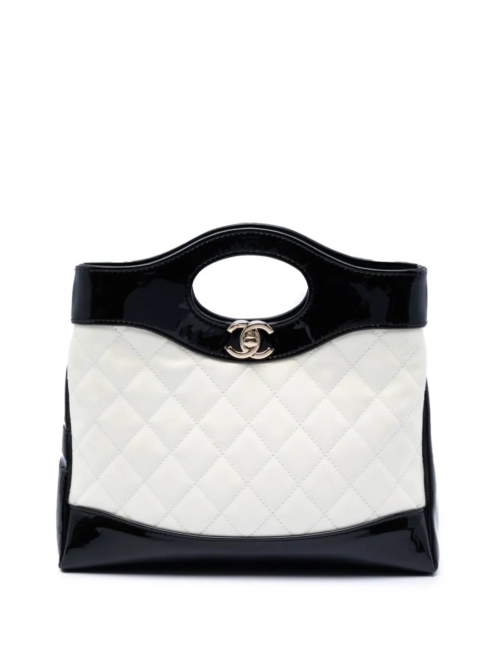 2021-2026 Mini Bicolor Quilted Patent 31 Shopping Bag satchel