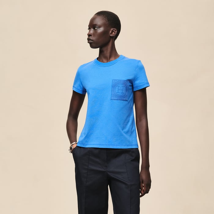Bleu Cobalt Embroidered Pocket T-shirt