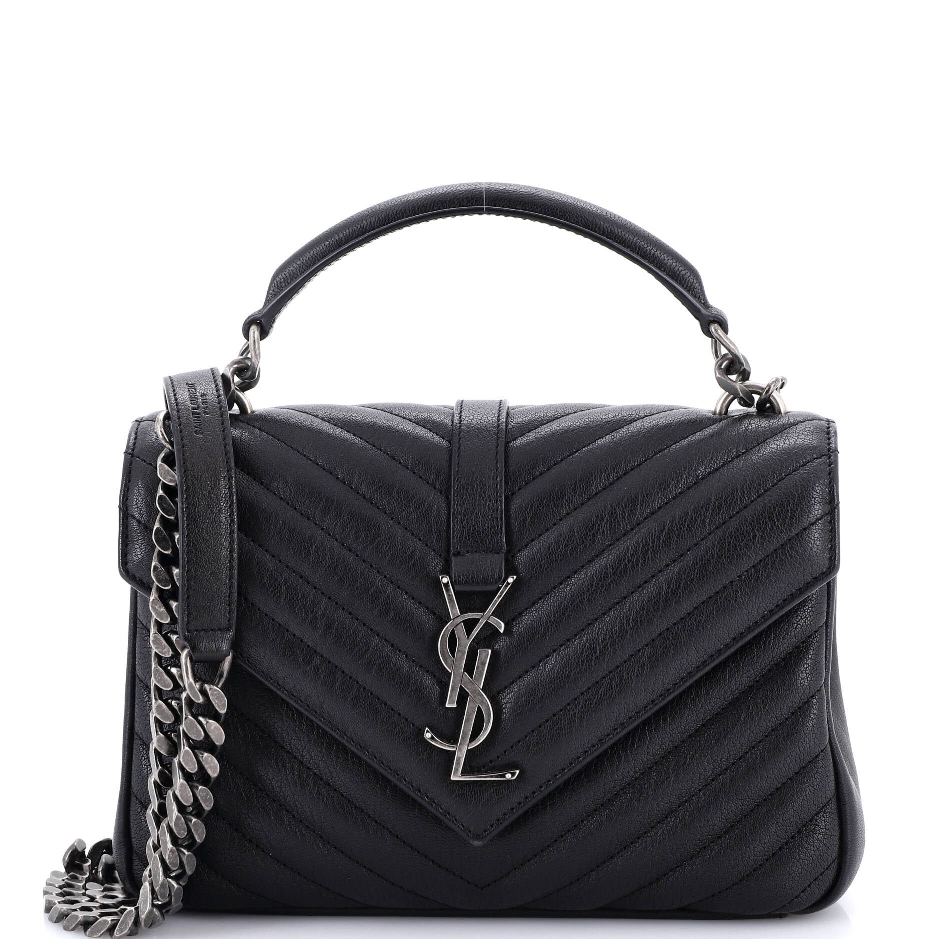 Saint Laurent Classic Monogram College Bag Matelasse Chevron Leather Medium