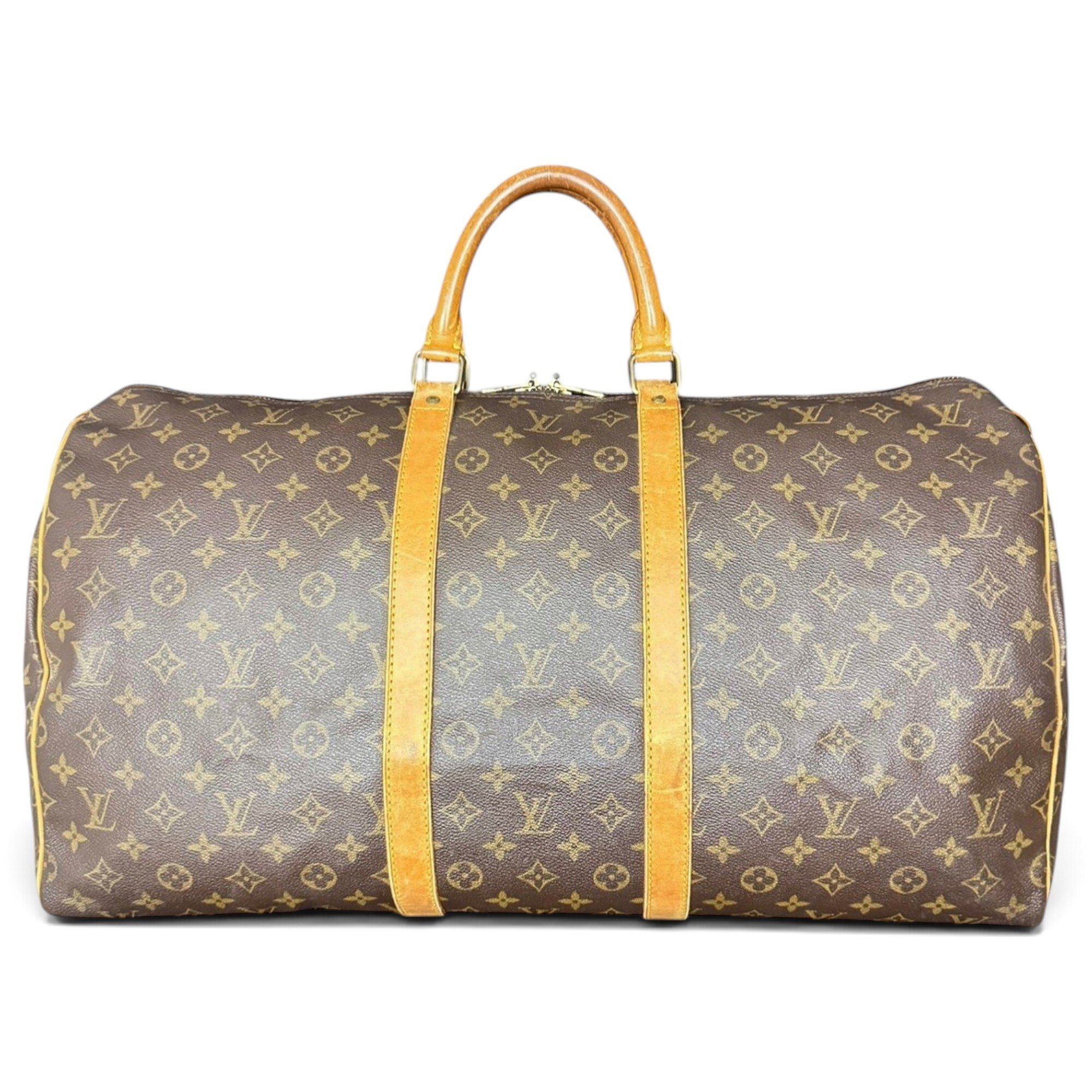 Louis Vuitton Keepall leather travel bag