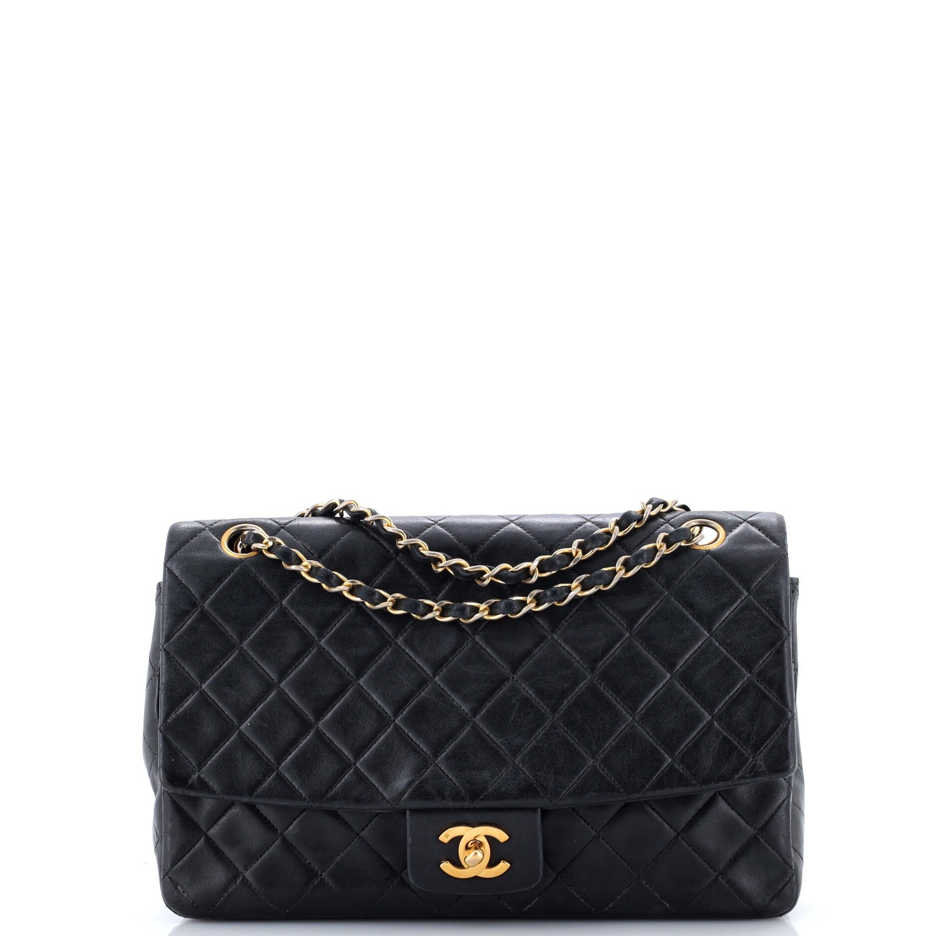 Vintage CC Chain Flap Bag Quilted Lambskin Large