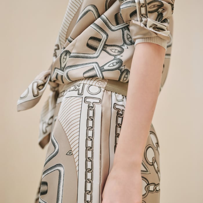 Beige Glaise "Effet Kaleidoscope" Cropped Pants